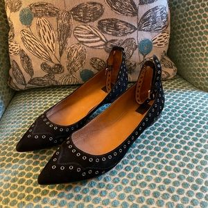 Frye Suede Ankle Strap Flats